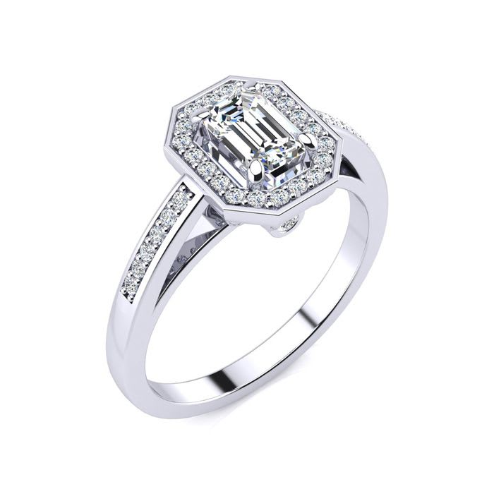 1 Carat Halo Diamond Engagement Ring In 14 Karat White Gold