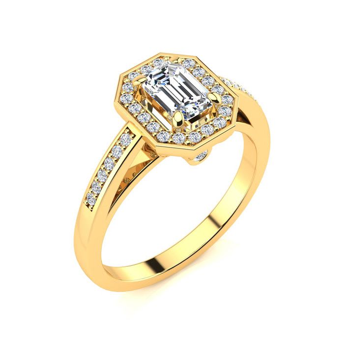 1 Carat Halo Diamond Engagement Ring In 14 Karat Yellow Gold