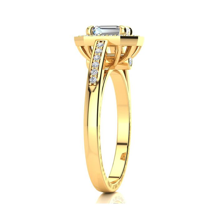 1 Carat Halo Diamond Engagement Ring In 14 Karat Yellow Gold
