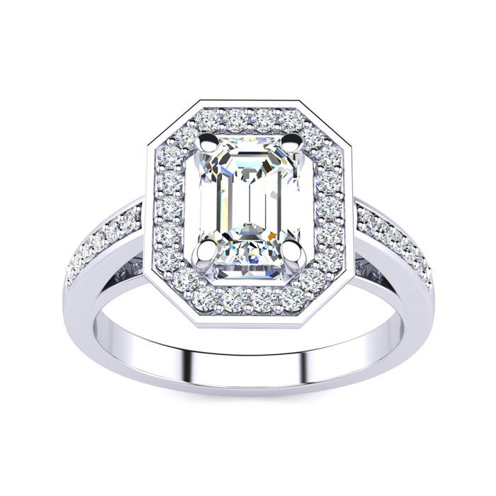 1 1/3 Carat Halo Diamond Engagement Ring In 14 Karat White Gold