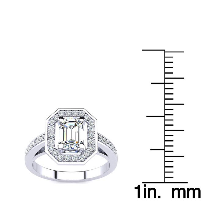 1 1/3 Carat Halo Diamond Engagement Ring In 14 Karat White Gold