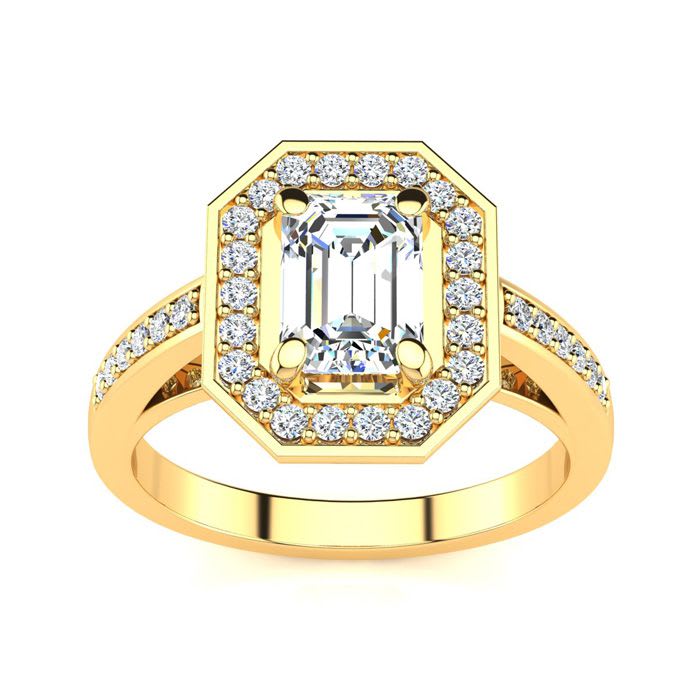 1 1/3 Carat Halo Diamond Engagement Ring In 14 Karat Yellow Gold