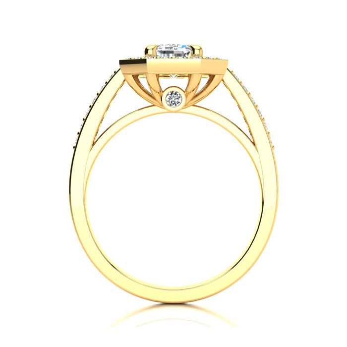 1 1/3 Carat Halo Diamond Engagement Ring In 14 Karat Yellow Gold