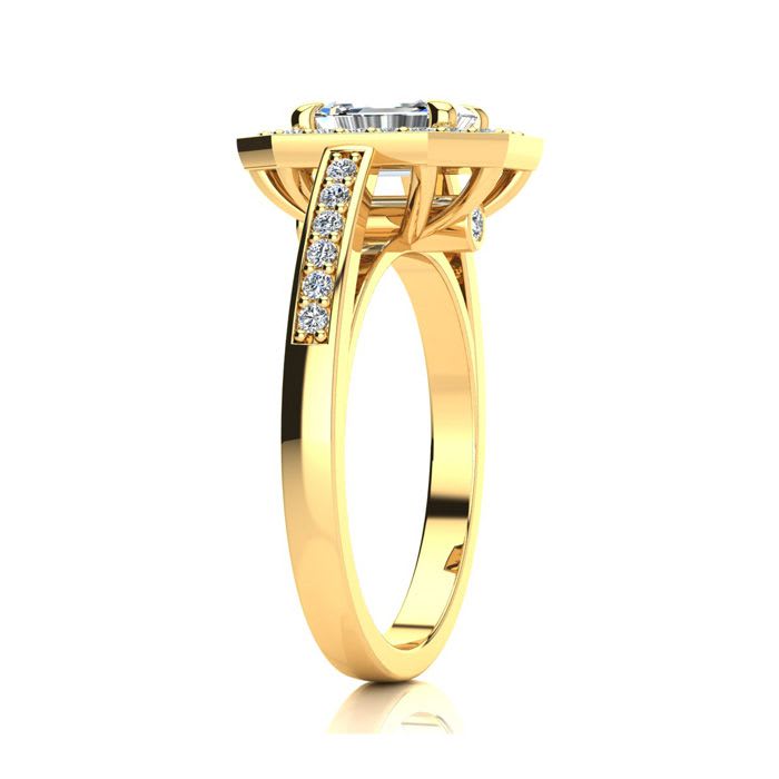 1 1/3 Carat Halo Diamond Engagement Ring In 14 Karat Yellow Gold