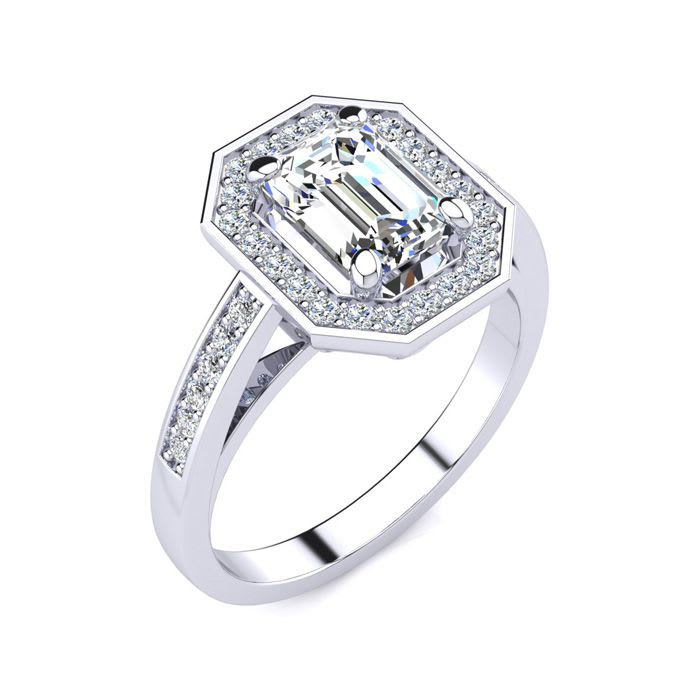2 Carat Halo Diamond Engagement Ring In 14 Karat White Gold