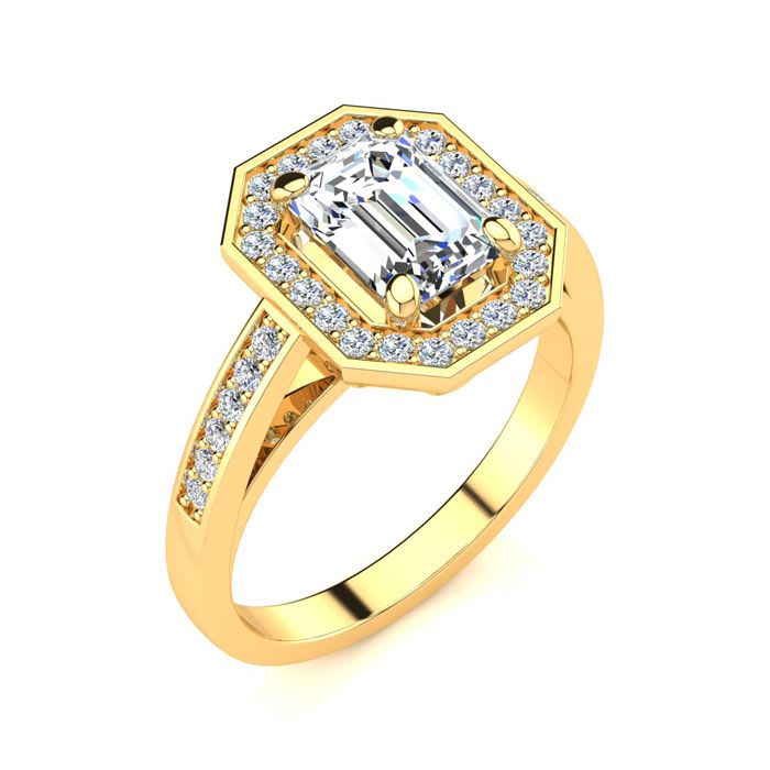 2 Carat Halo Diamond Engagement Ring In 14 Karat Yellow Gold
