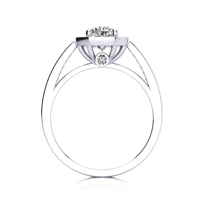 1 1/4 Carat Cushion Cut Halo Diamond Engagement Ring In 14 Karat White Gold