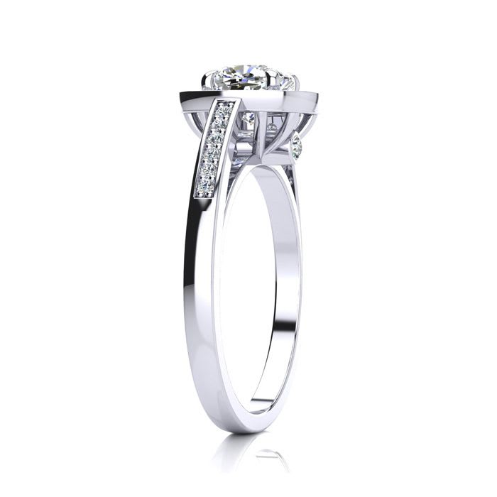 1 1/4 Carat Cushion Cut Halo Diamond Engagement Ring In 14 Karat White Gold