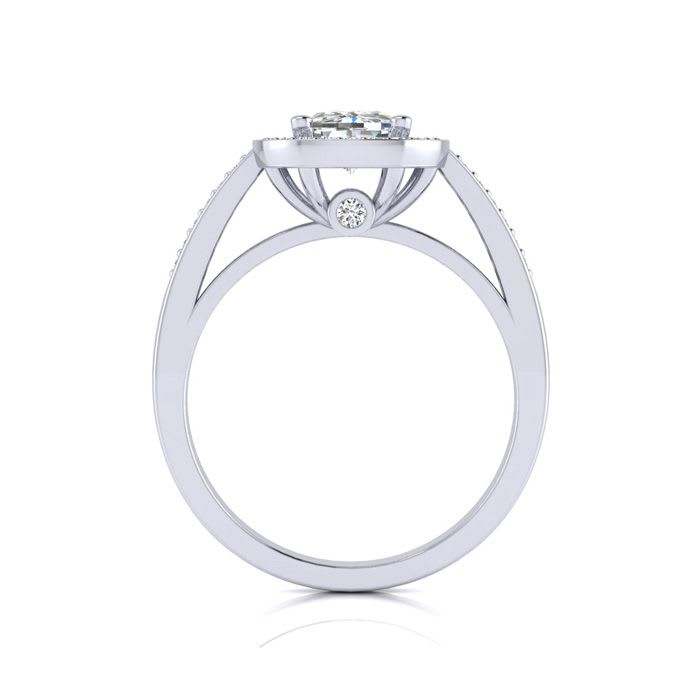 1 3/4 Carat Cushion Cut Halo Diamond Engagement Ring In 14 Karat White Gold
