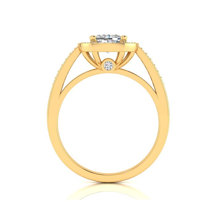 1 3/4 Carat Cushion Cut Halo Diamond Engagement Ring In 14 Karat Yellow Gold