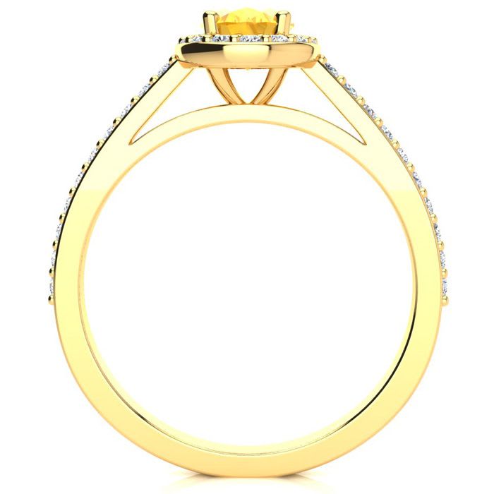 1 Carat Oval Shape Citrine and Halo Diamond Ring In 14 Karat Yellow Gold