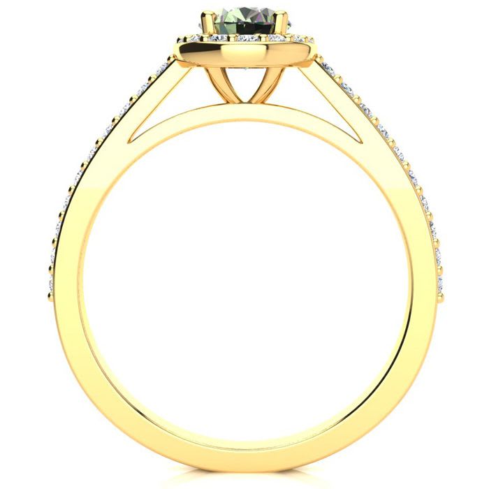 1 Carat Oval Shape Mystic Topaz Ring With Diamond Halo In 14 Karat Yellow Gold