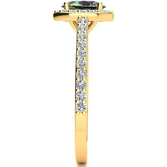 1 Carat Oval Shape Mystic Topaz Ring With Diamond Halo In 14 Karat Yellow Gold