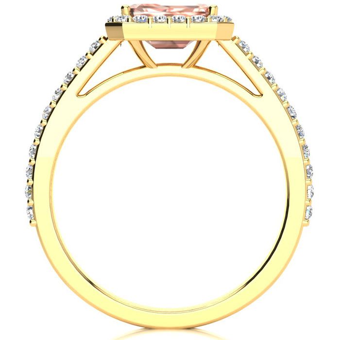 1-1/4 Carat Morganite and Halo Diamond Ring In 14 Karat Yellow Gold