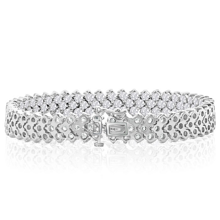 12 Carat Three Row Diamond Tennis Bracelet In 14 Karat White Gold