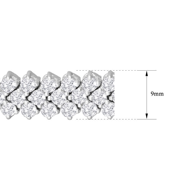 12 Carat Three Row Diamond Tennis Bracelet In 14 Karat White Gold