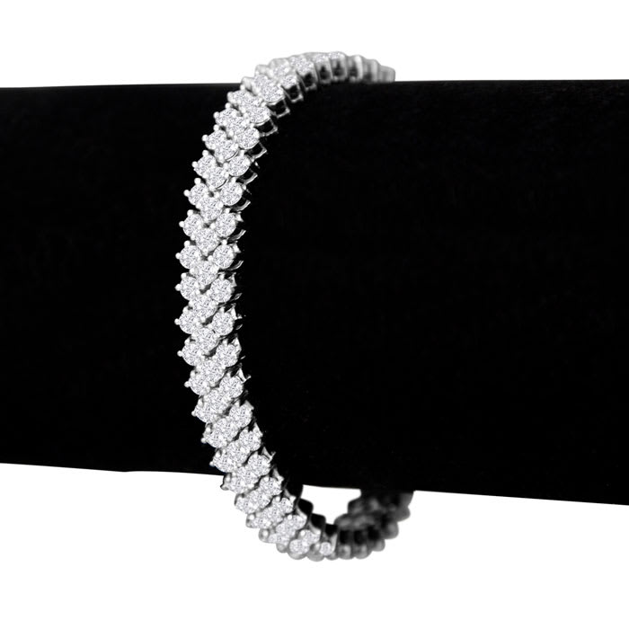 12 Carat Three Row Diamond Tennis Bracelet In 14 Karat White Gold