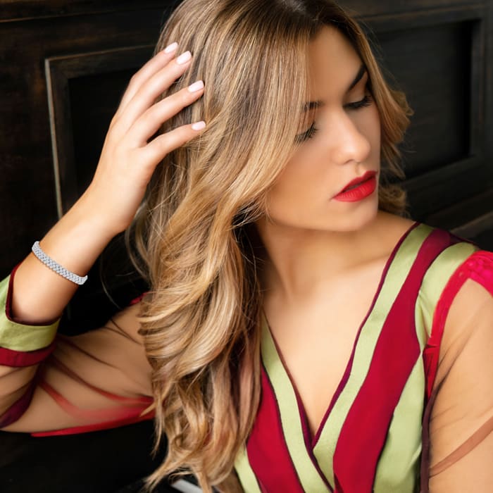 12 Carat Three Row Diamond Tennis Bracelet In 14 Karat White Gold