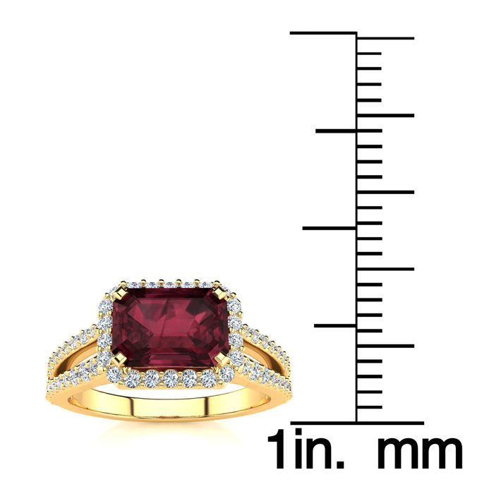 Garnet Ring: Garnet Jewelry: 1 3/4 Carat Antique Garnet and Halo Diamond Ring In 14 Karat Yellow Gold