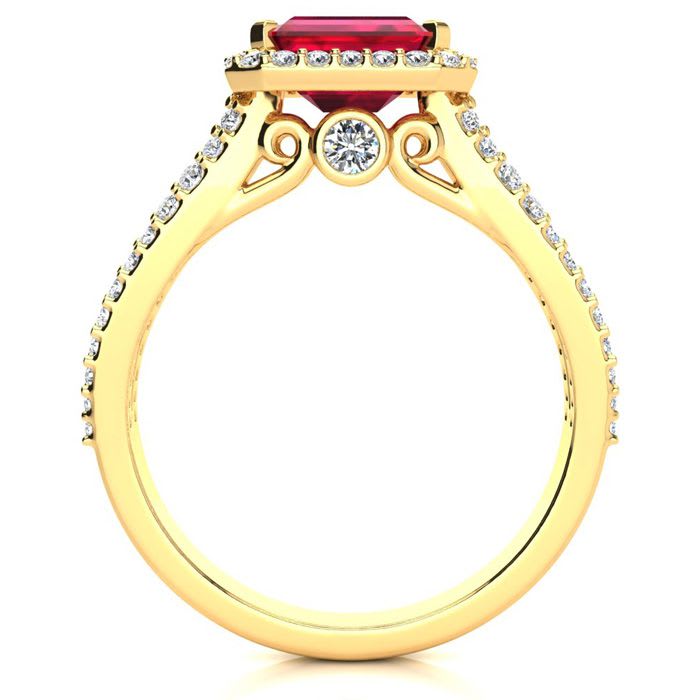 1 1/2 Carat Antique Ruby and Halo Diamond Ring In 14 Karat Yellow Gold