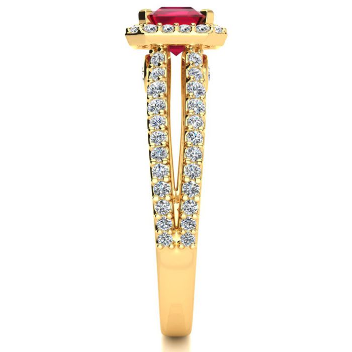 1 1/2 Carat Antique Ruby and Halo Diamond Ring In 14 Karat Yellow Gold