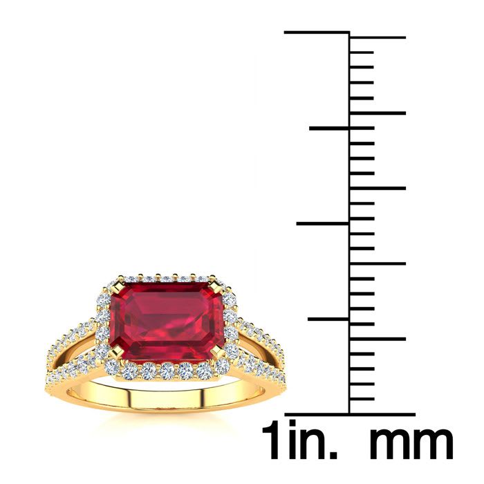 1 1/2 Carat Antique Ruby and Halo Diamond Ring In 14 Karat Yellow Gold