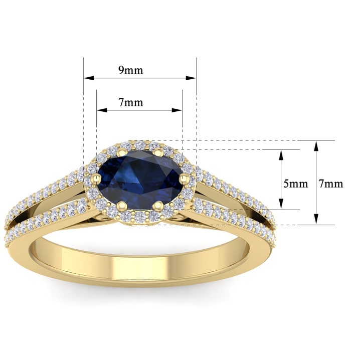 1 1/2 Carat Oval Shape Antique Sapphire and Halo Diamond Ring In 14 Karat Yellow Gold