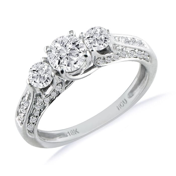 Hansa 1ct Diamond Round Engagement Ring in PLATINUM, I-J, SI2-I1, Available Ring Sizes 4-9.5
