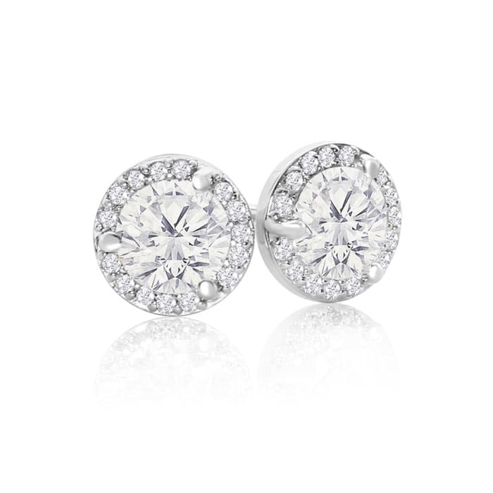 Diamond earrings sale halo setting