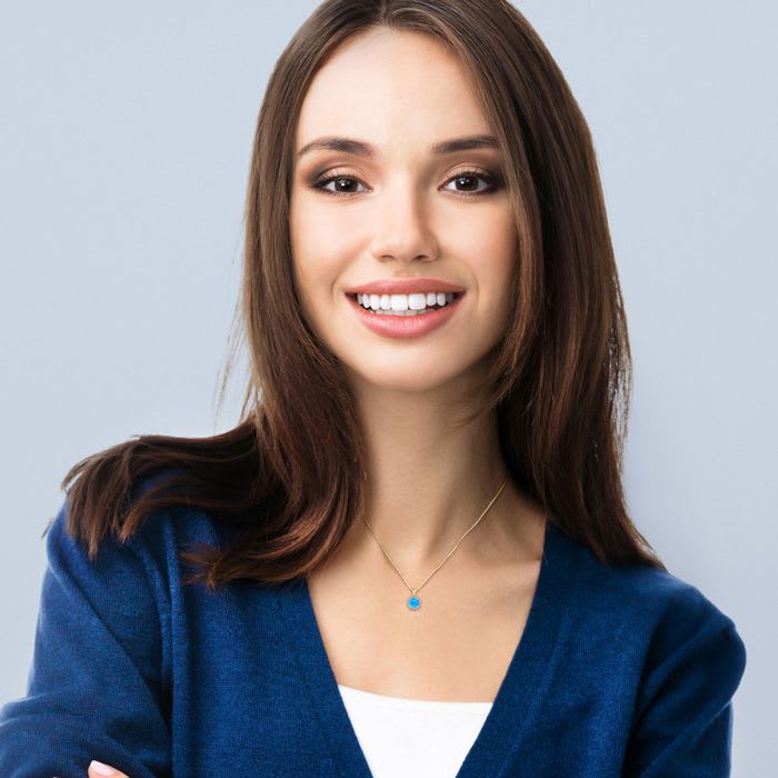 1 Carat Round Shape Blue Topaz and Halo Diamond Necklace In 14 Karat Yellow Gold