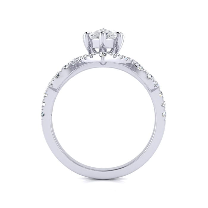 1 1/2 Carat Pear Shape Halo Diamond Fancy Engagement Ring In 14K White Gold (H-I, SI2-I1)