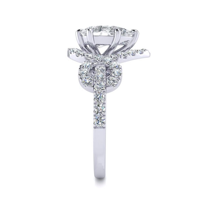 1 1/2 Carat Pear Shape Halo Diamond Fancy Engagement Ring In 14K White Gold