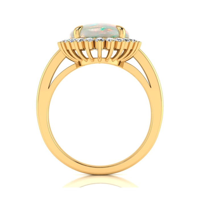 4 Carat Ballerina Opal Ring with Diamonds In 14 Karat Yellow Gold