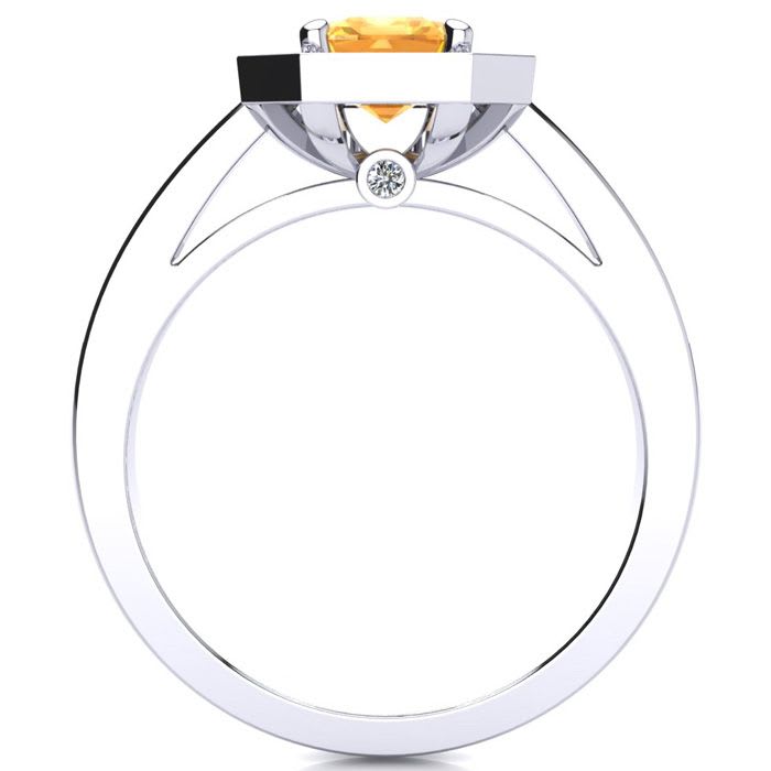 1 Carat Citrine and Halo Diamond Ring In 14 Karat White Gold