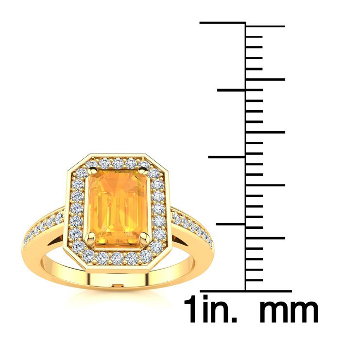 1 Carat Citrine and Halo Diamond Ring In 14 Karat Yellow Gold