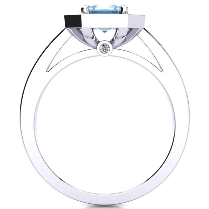 Aquamarine Ring: Aquamarine Jewelry: 1 Carat Aquamarine and Halo Diamond Ring In 14 Karat White Gold