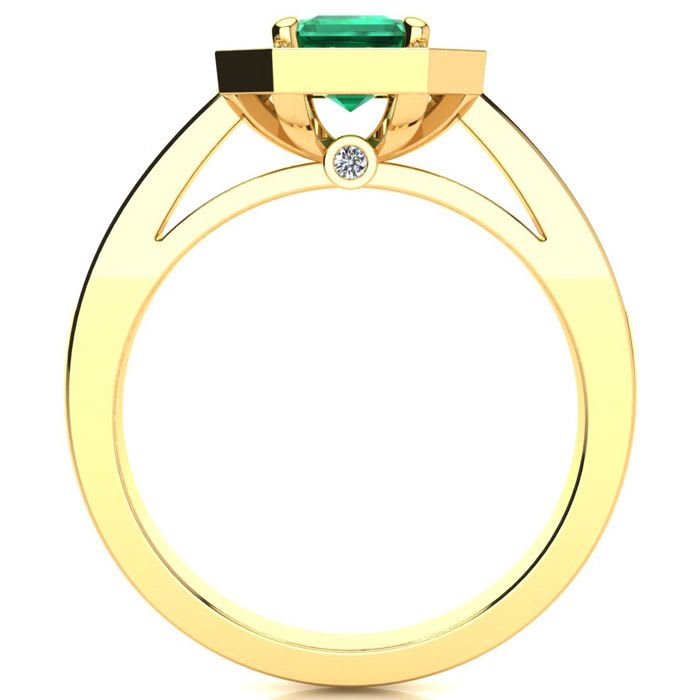 1 Carat Emerald and Halo Diamond Ring In 14 Karat Yellow Gold