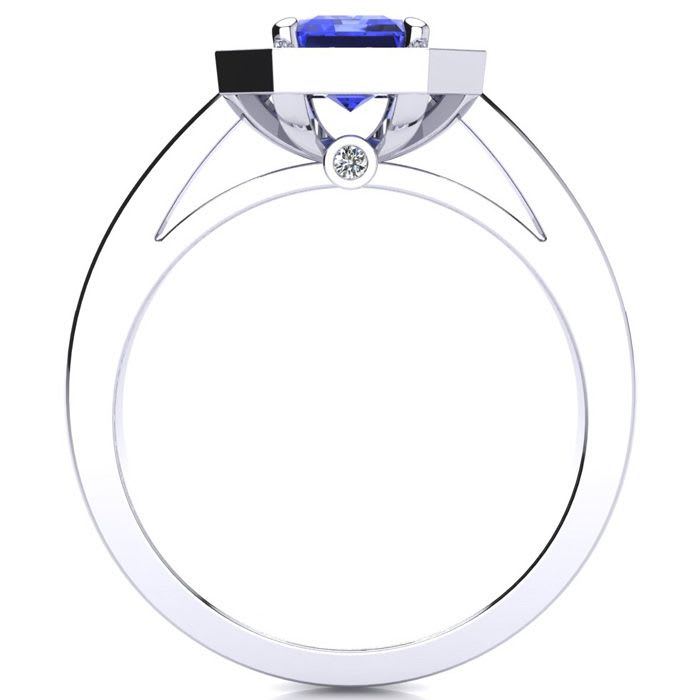 1 1/3 Carat Tanzanite and Halo Diamond Ring In 14 Karat White Gold