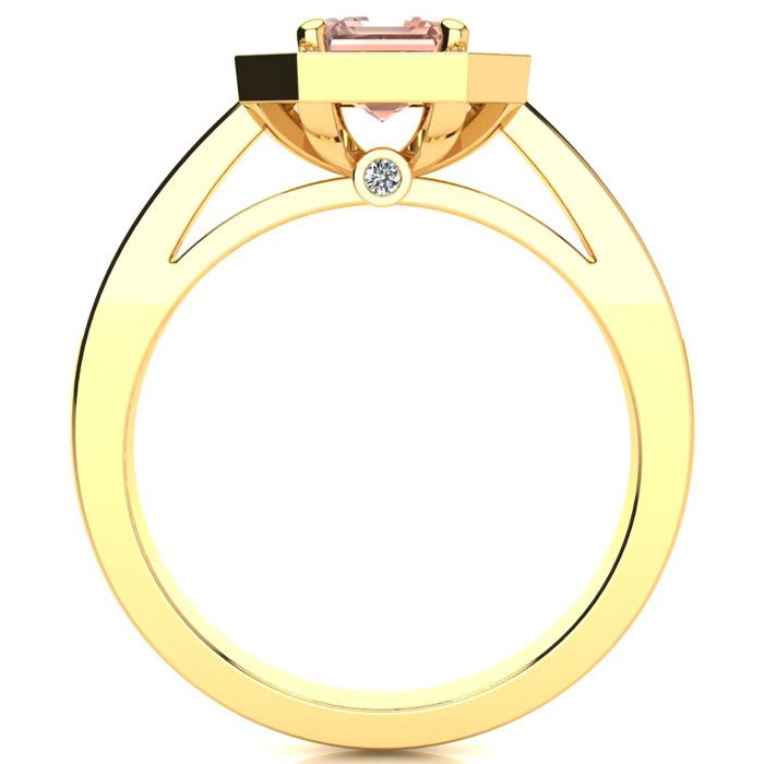 1 Carat Morganite and Halo Diamond Ring In 14 Karat Yellow Gold