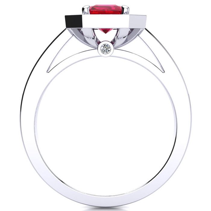 1 1/4 Carat Ruby and Halo Diamond Ring In 14 Karat White Gold