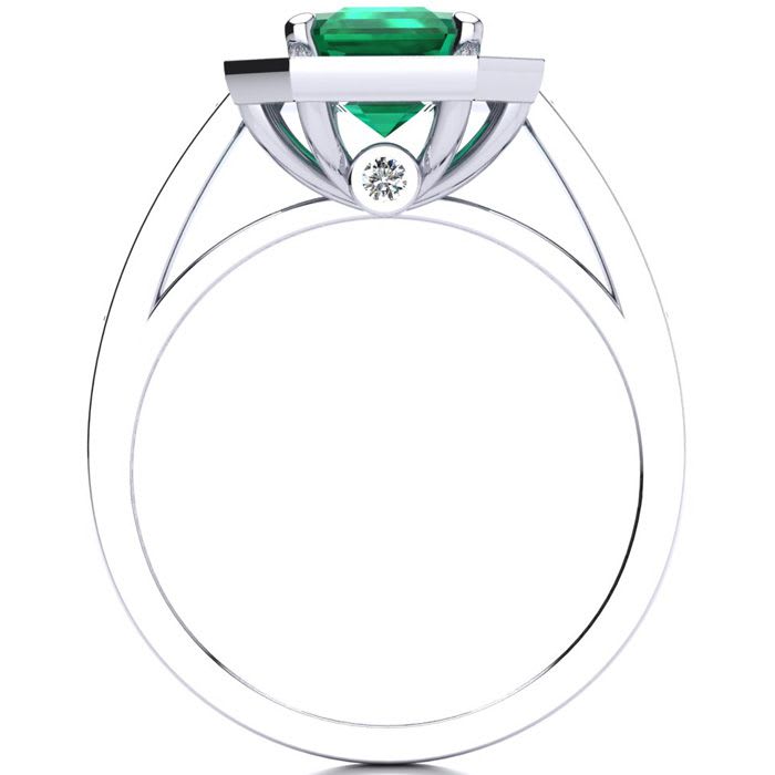 1 3/4 Carat Emerald and Halo Diamond Ring In 14 Karat White Gold