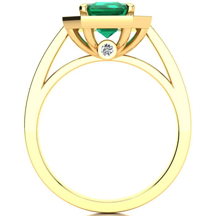 1 3/4 Carat Emerald and Halo Diamond Ring In 14 Karat Yellow Gold