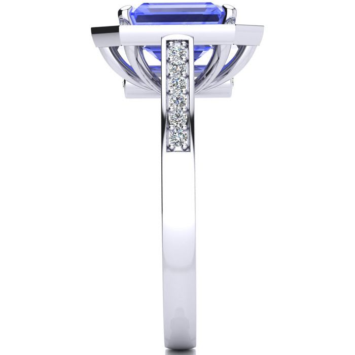 2 Carat Tanzanite and Halo Diamond Ring In 14 Karat White Gold