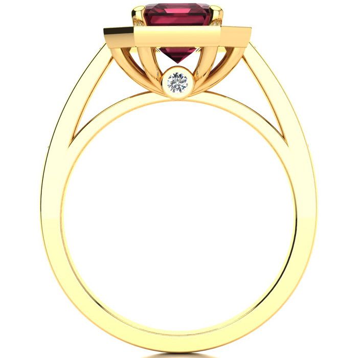 Garnet Ring: Garnet Jewelry: 2 1/4 Carat Garnet and Halo Diamond Ring In 14 Karat Yellow Gold