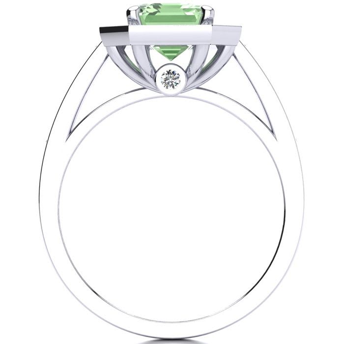 2 Carat Green Amethyst and Halo Diamond Ring In 14 Karat White Gold