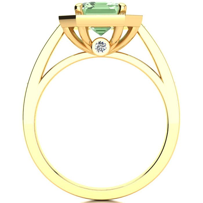 2 Carat Green Amethyst and Halo Diamond Ring In 14 Karat Yellow Gold