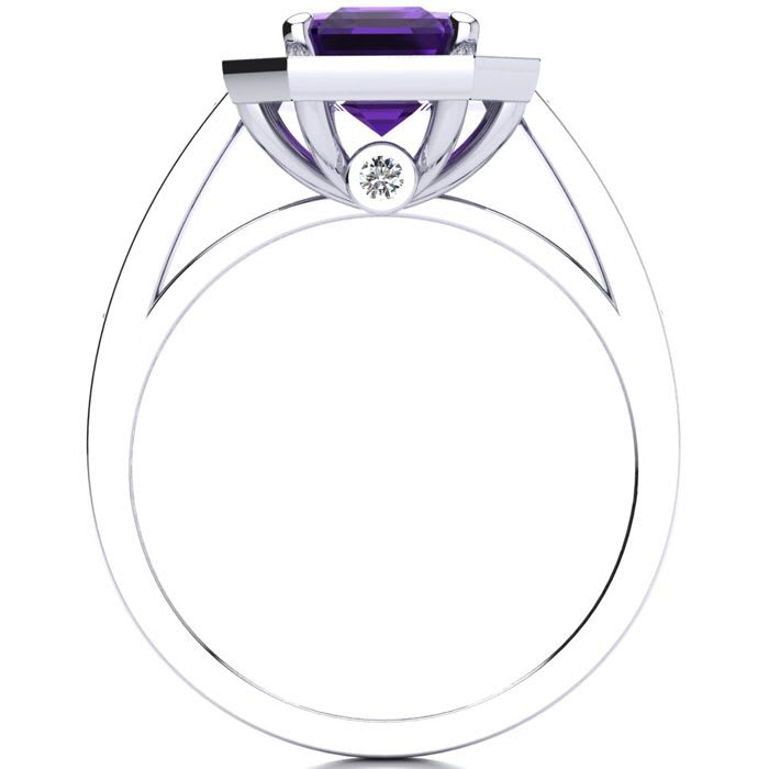 2 1/2 Carat Amethyst and Halo Diamond Ring In 14 Karat White Gold