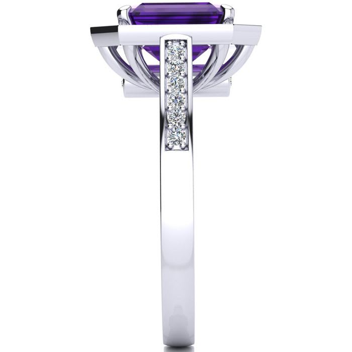 2 1/2 Carat Amethyst and Halo Diamond Ring In 14 Karat White Gold
