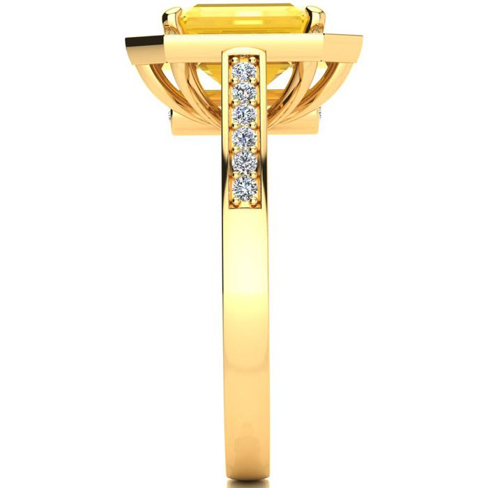 2 1/2 Carat Citrine and Halo Diamond Ring In 14 Karat Yellow Gold