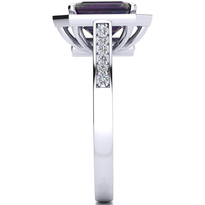 2-1/2 Carat Octagon Shape Mystic Topaz Ring With Diamond Halo In 14 Karat White Gold